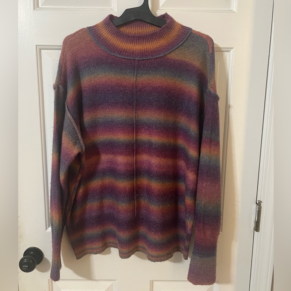BeachLunchLounge 2XL Womens Sweater Rainbow Knit Cozy Retro Vibrant Boho-chic